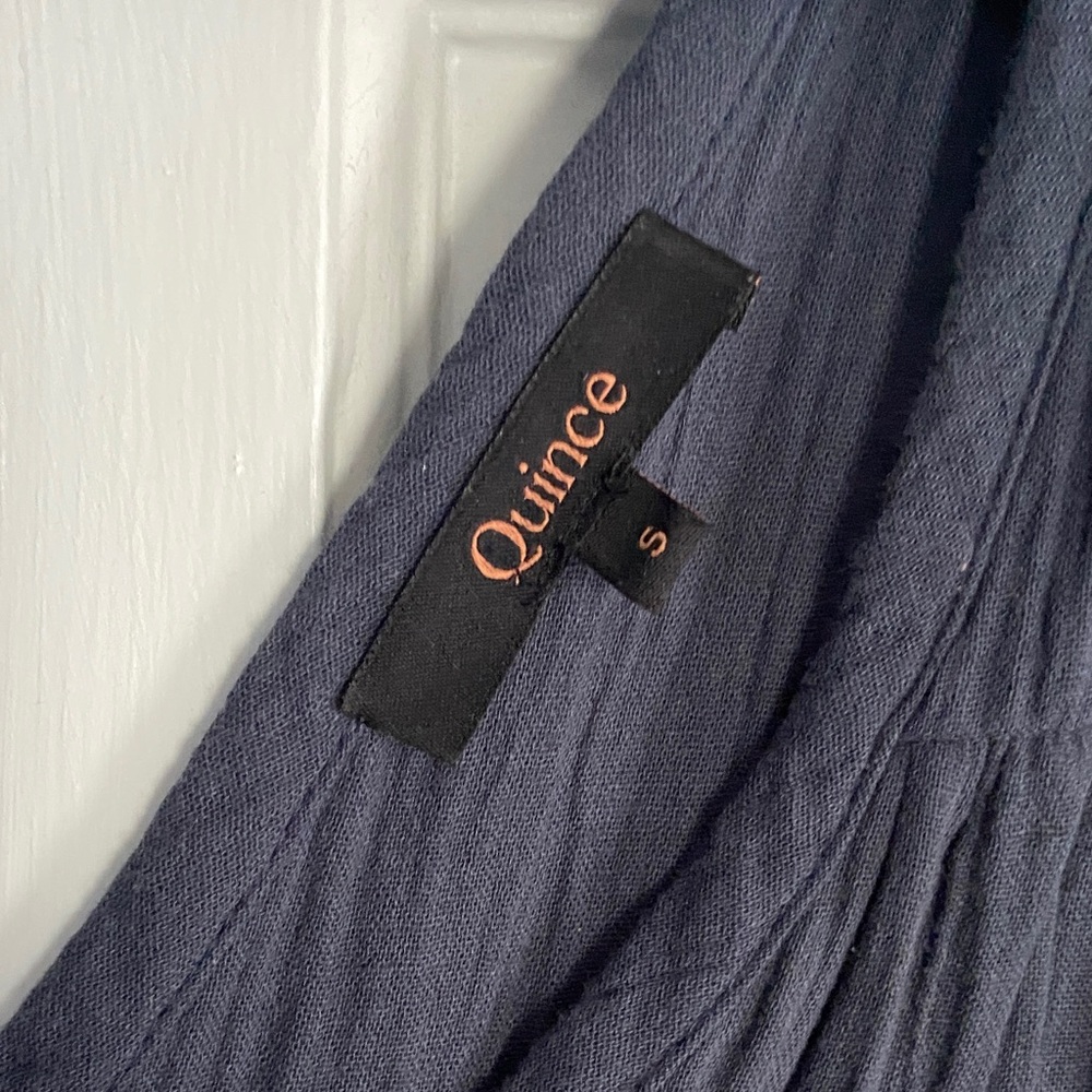 Quince Navy Tiered V-Neck Maxi Dress - Picture 3 of 4